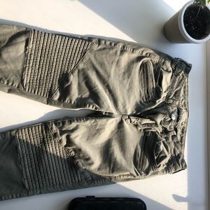 Olive green designed jeggings